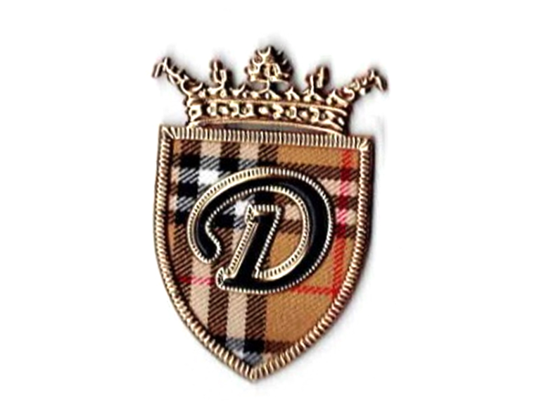 D crown embroidered monogram heat transfer logo