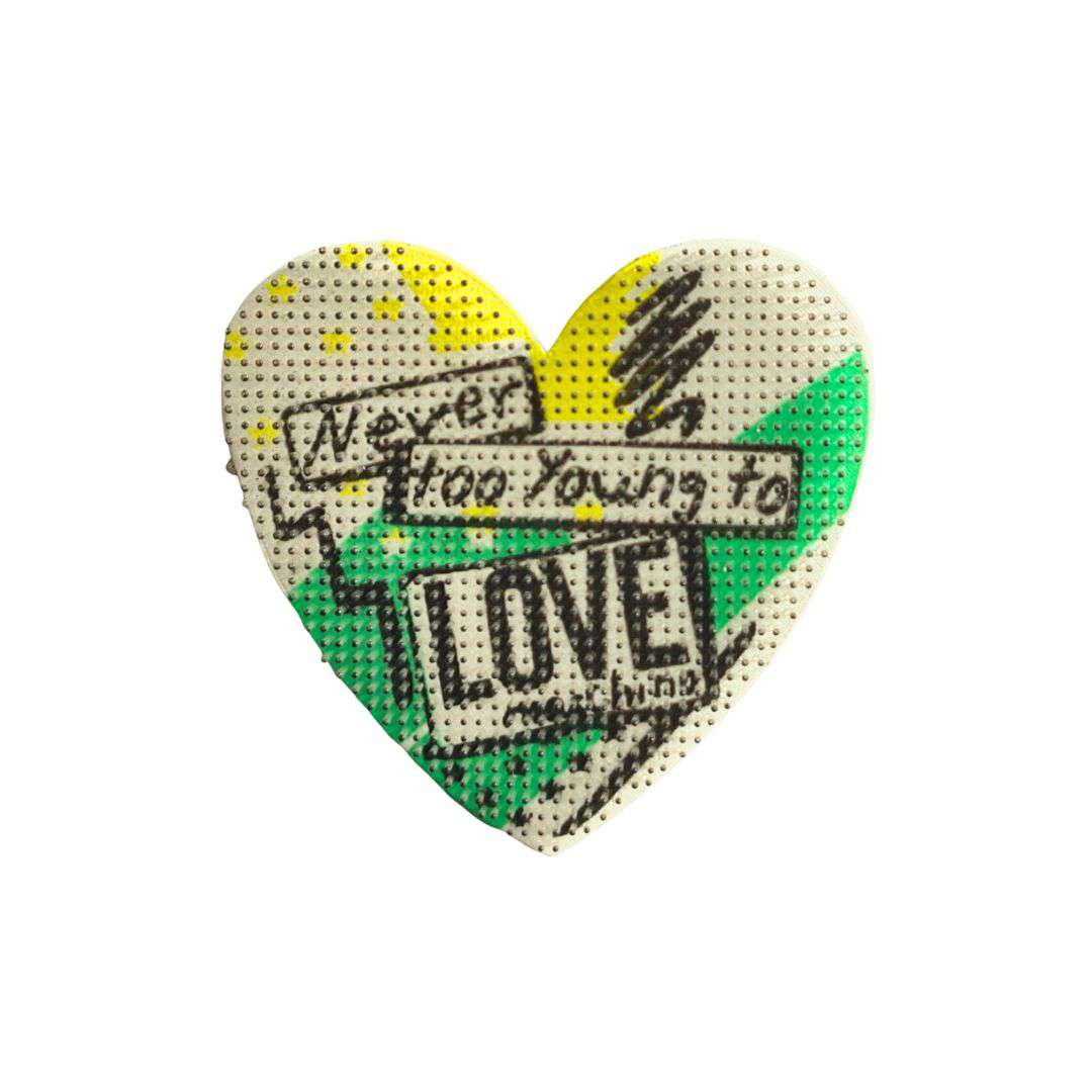 Never Too Young to Love Silicone Brush Logo