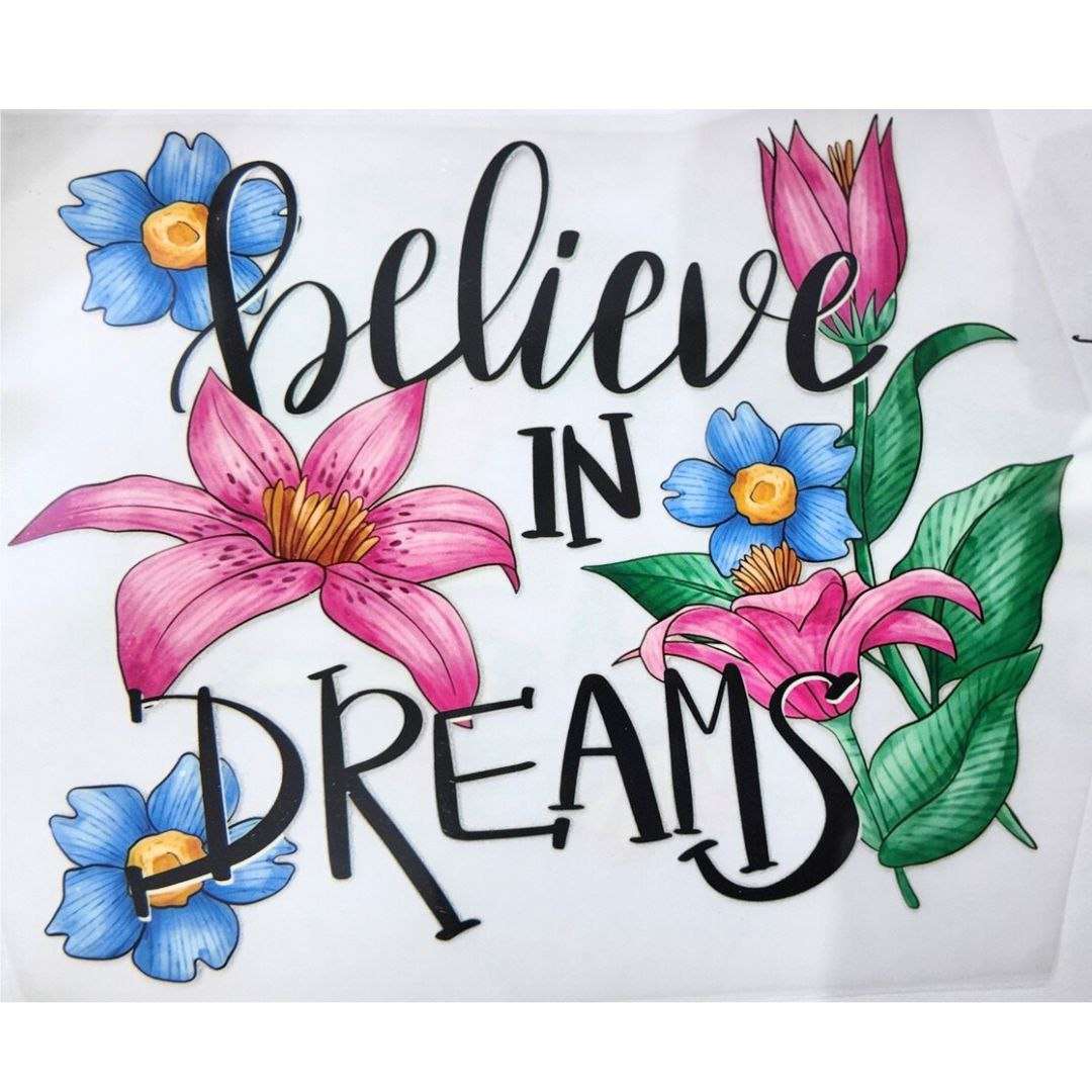 Believe In Dreams Design Girls DTF Emboss Sticker