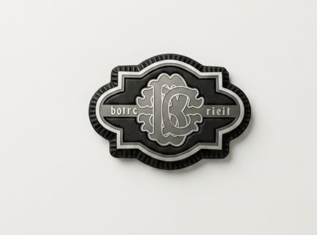 "Ornate monogram metallic Heat Transfer Logo"