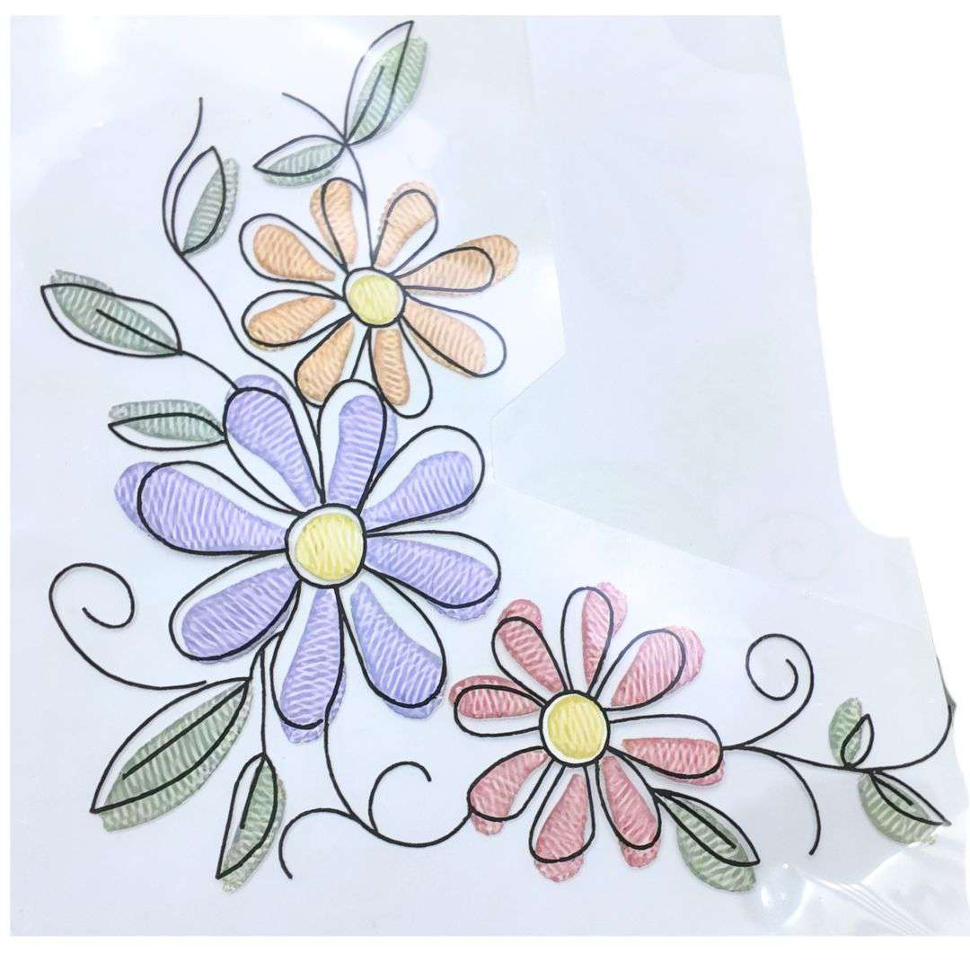 Flower Embroidery DTF Puff Sticker Style - 3