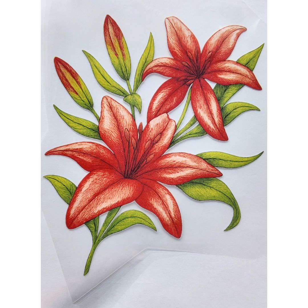 Flower Style 18 Girls DTF Emboss Sticker