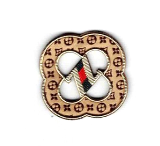 4 Loop pattern embroidered monogram heat transfer logo