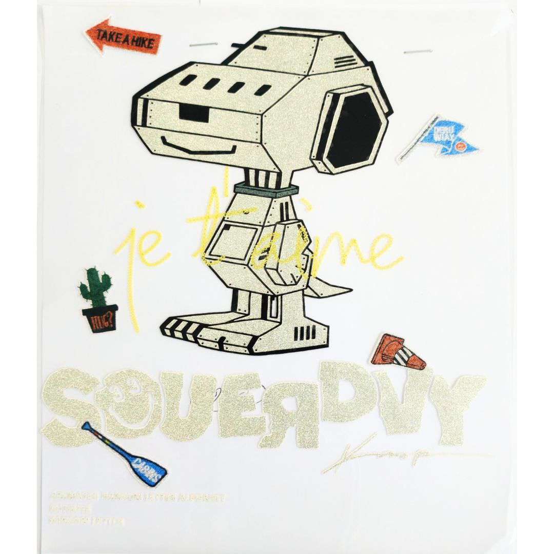 Robot Dog Souerday Design - DTF Glitter Emboss  Sticker