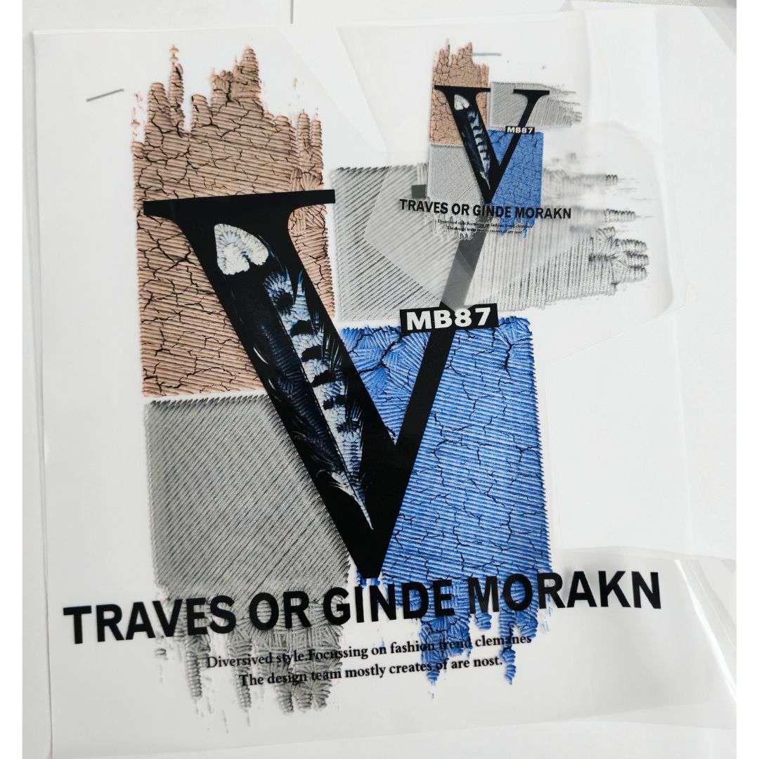 V-MB87 (Traves or Ginde Morkan) Design - DTF Glitter Emboss  Sticker