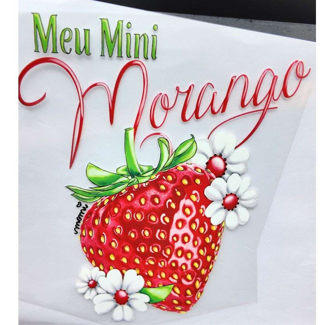 Meu Mini Morango Design Girls DTF Emboss Sticker