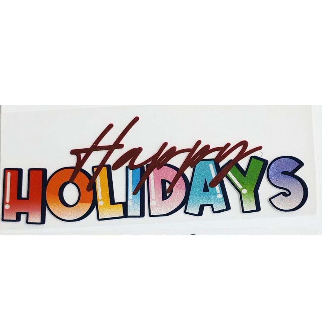 Happy Holidays Design 1 Kids DTF Emboss Stickers
