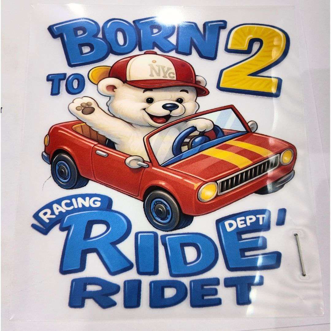 Born to Ride Design Kids DTF Emboss Stickers