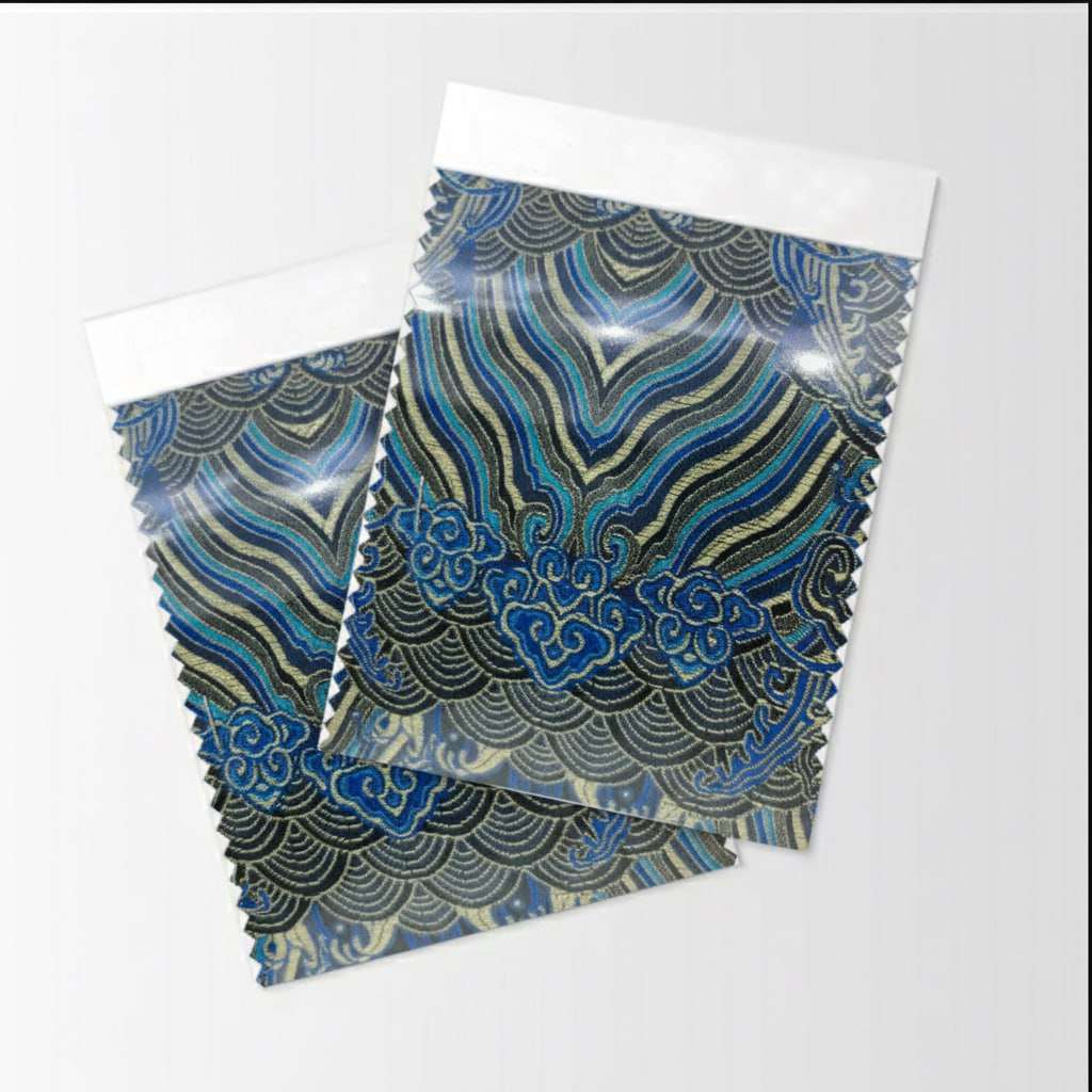 Ocean Waves Design Jacquard Fabric Vinyl (Black & Blue Color)