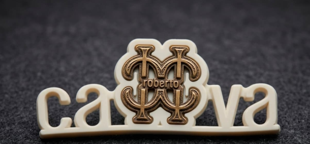 "Roberto Cavalli monogram metallic Heat Transfer Logo"