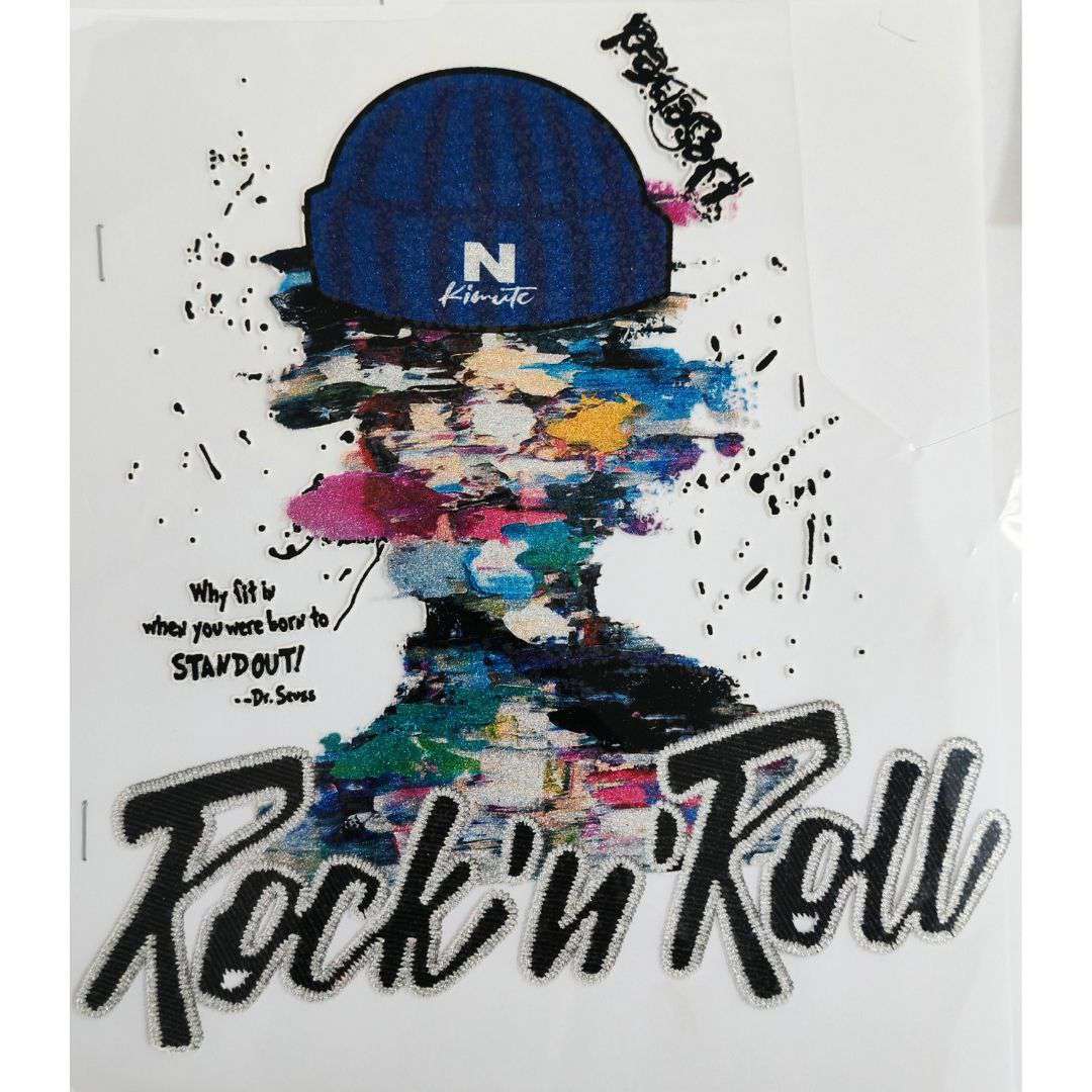 Rock'n'Roll Design - DTF Glitter Emboss  Sticker