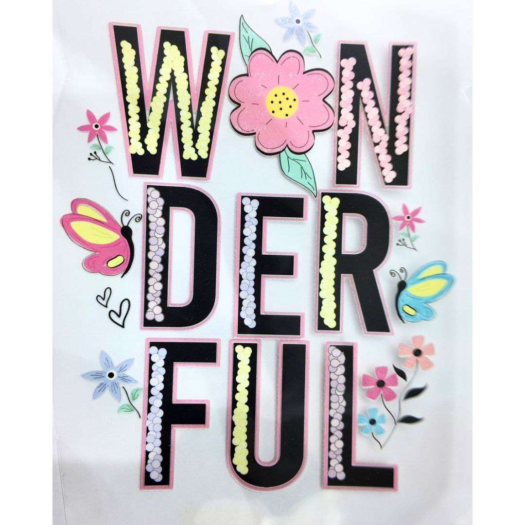 Wonderful Design Flower Style 2 Girls DTF Emboss  Sticker