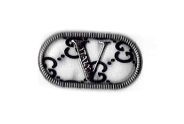 V Oval silver monogram heat transfer logo