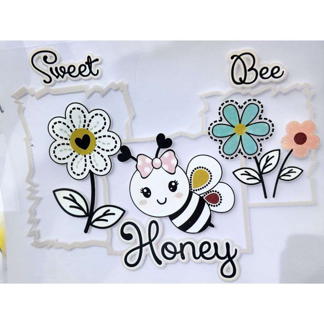 Sweet Bee Honey Design Girls DTF Emboss Sticker