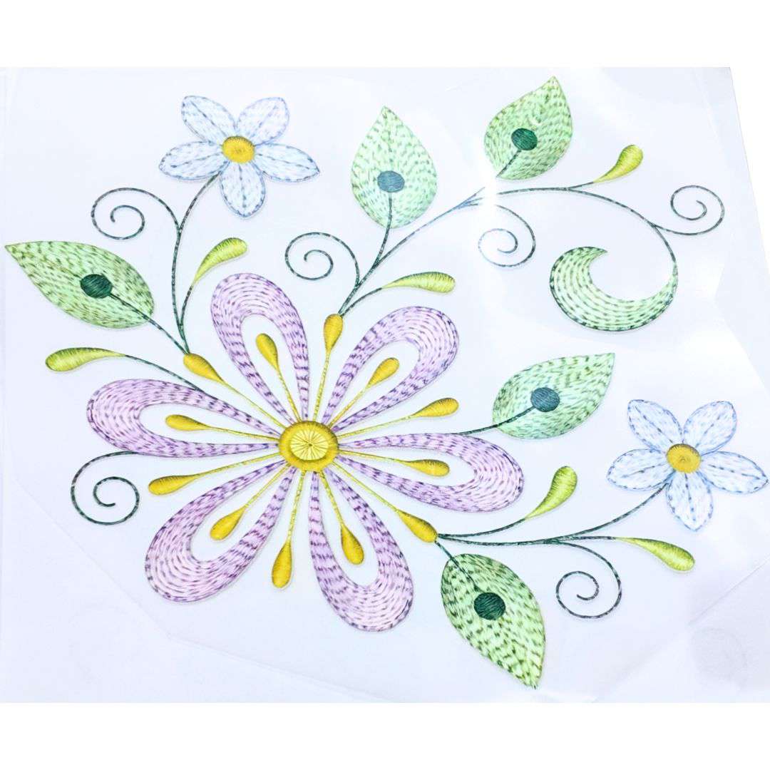 Flower Embroidery DTF Puff Sticker Style - 2