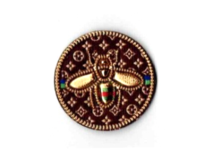 Bee Motif embroidered monogram heat transfer logo