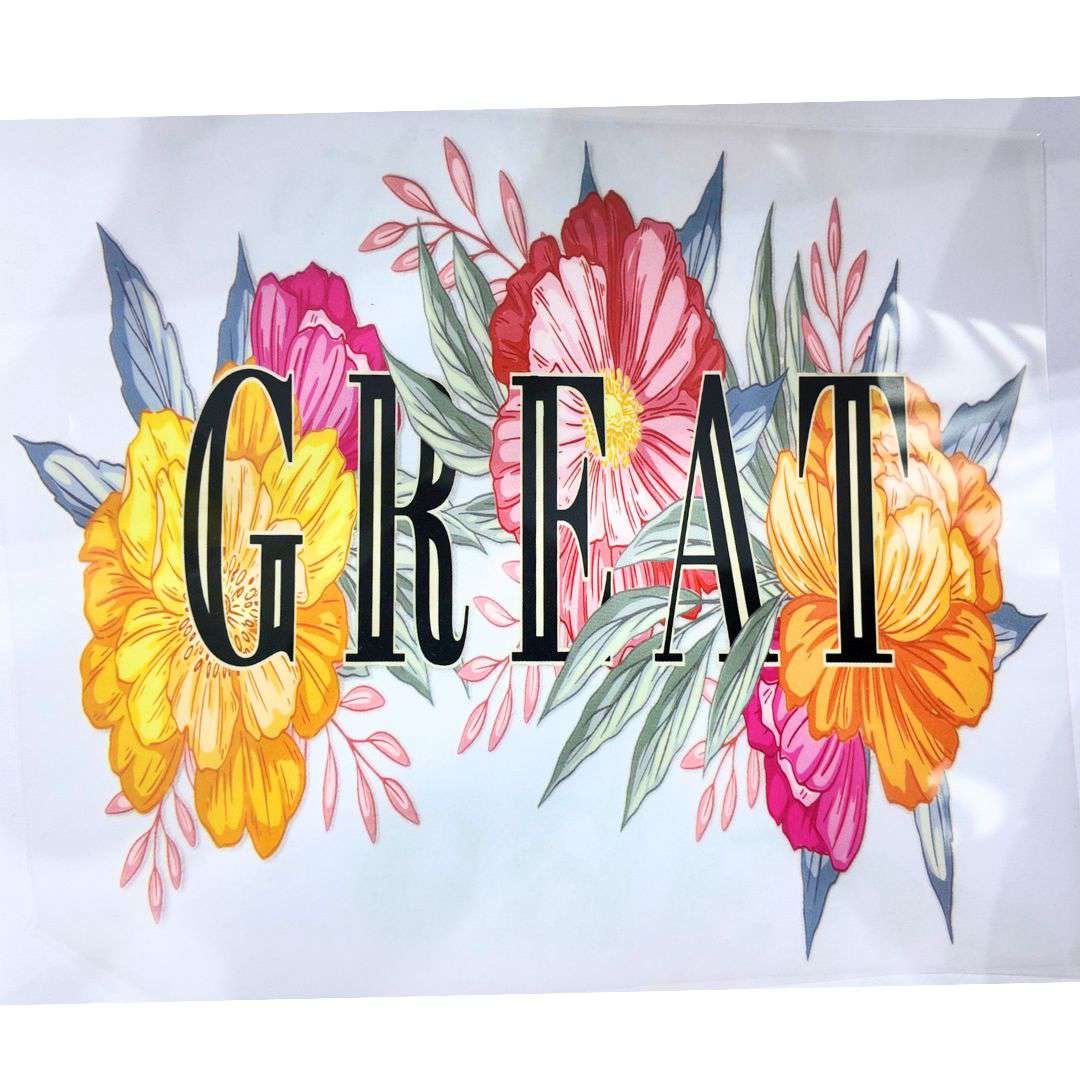 Great Flowers Design Girls DTF Emboss Sticker