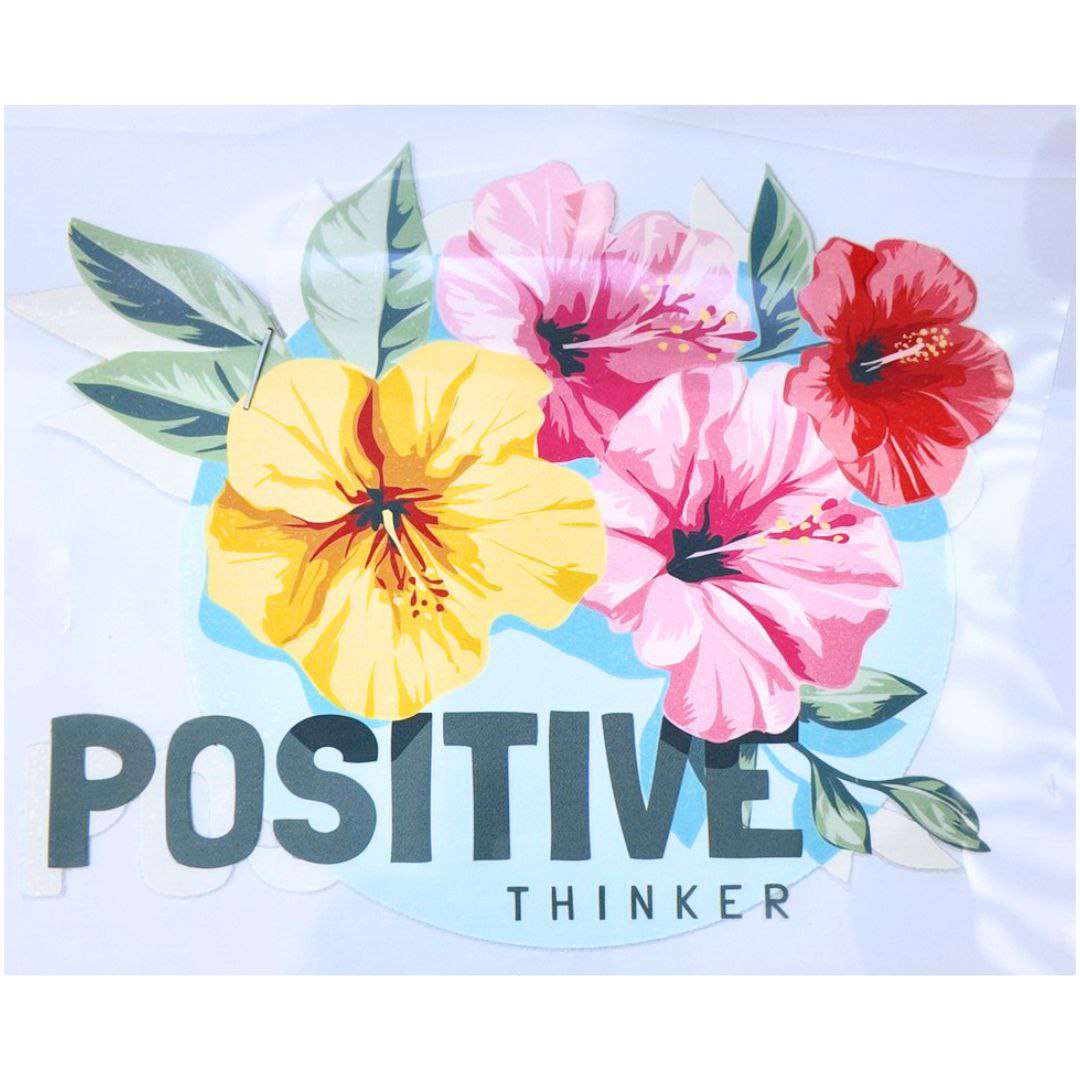 Positive Thinker Design Flower Style 2 Girls DTF Emboss Sticker