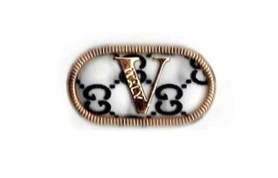 V Oval golden monogram heat transfer logo