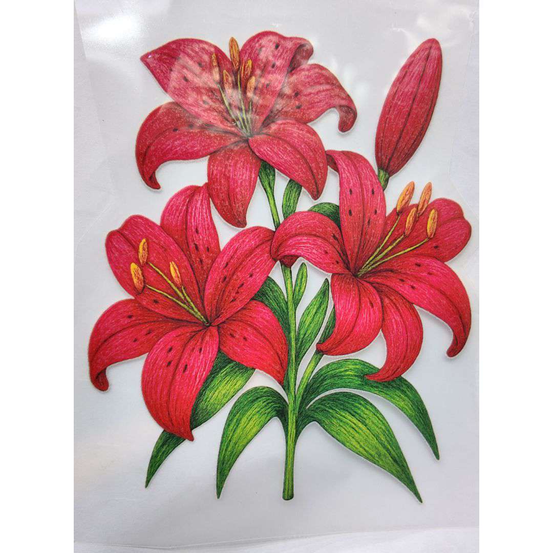 Flower Style 15 Girls DTF Emboss Sticker