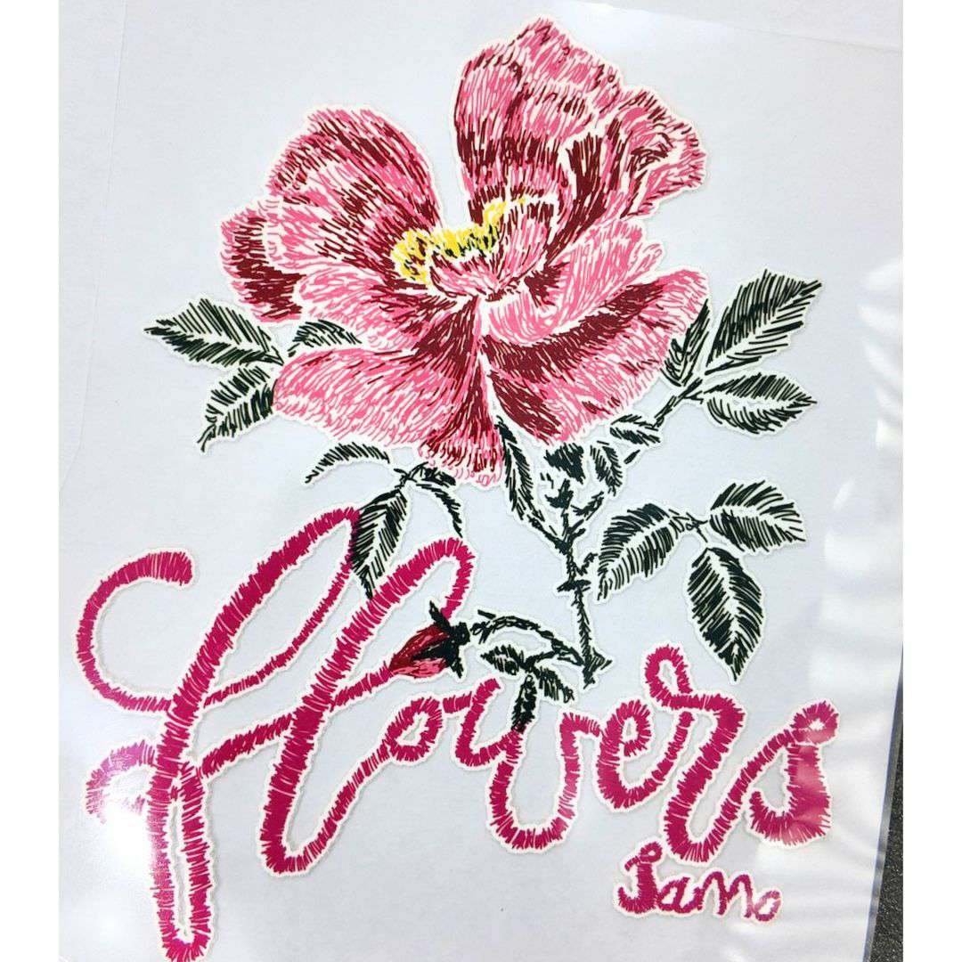 Flower Same Design Girls DTF Emboss Sticker