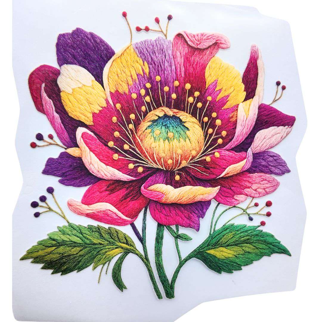 Flower Style 6 Girls DTF Emboss Sticker