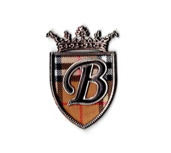 B crown embroidered monogram heat transfer logo