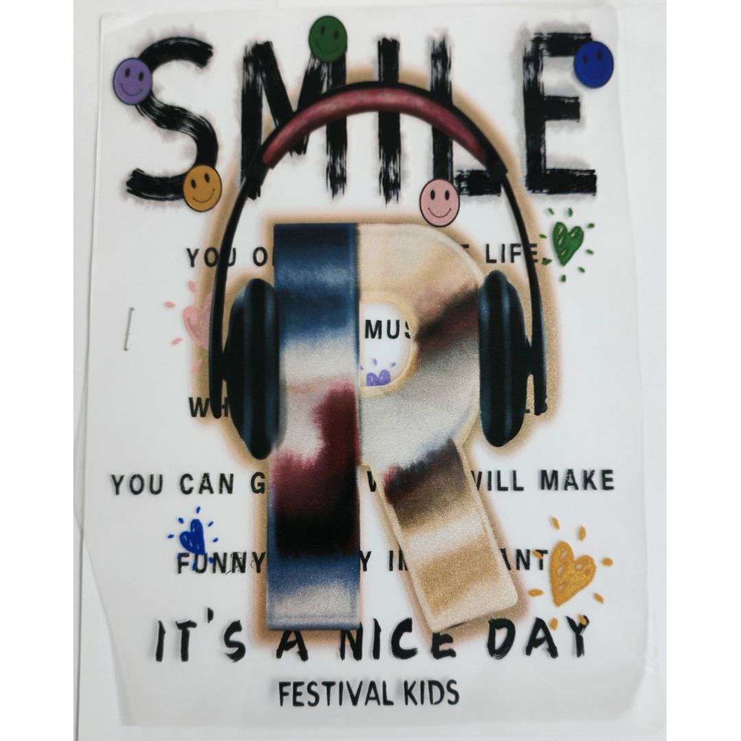 Smile Design - DTF Glitter Emboss  Sticker