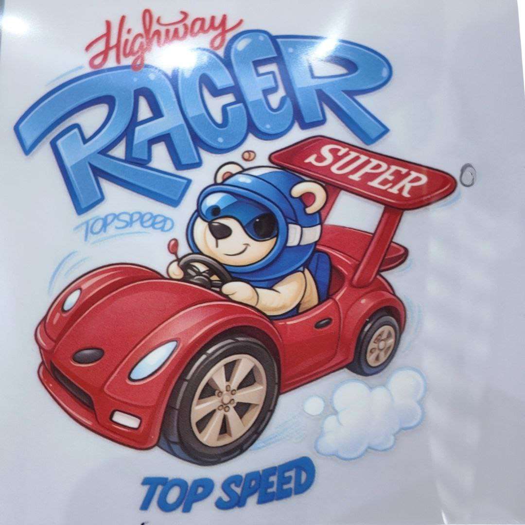 Highway Racer Top Speed Design Kids DTF Emboss Stickers
