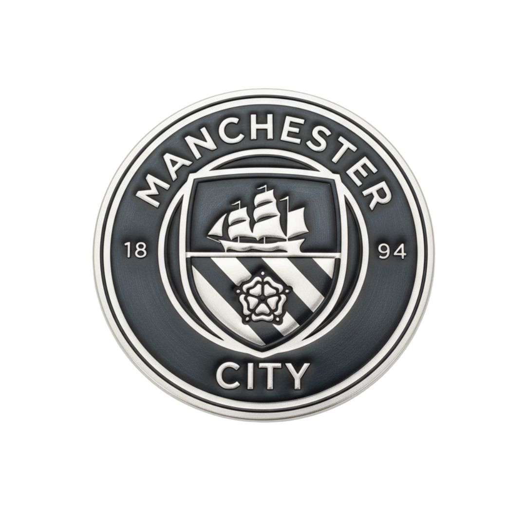 Manchester City Black and Silver Color TPU Club  Logo