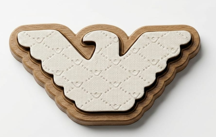 "Winged monogram metallic Heat Transfer Logo"