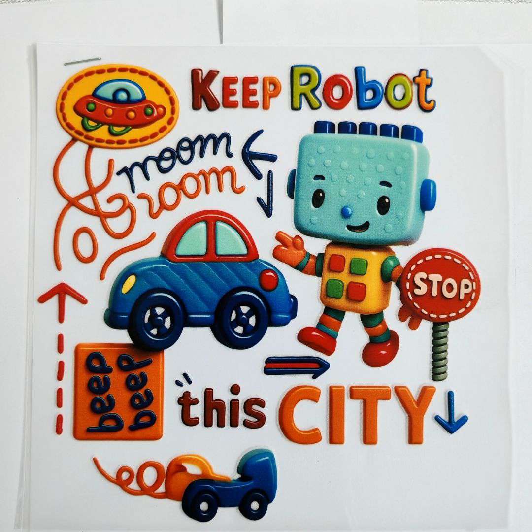 Keep Robot beap beap this City Design  - DTF Emboss Sticker