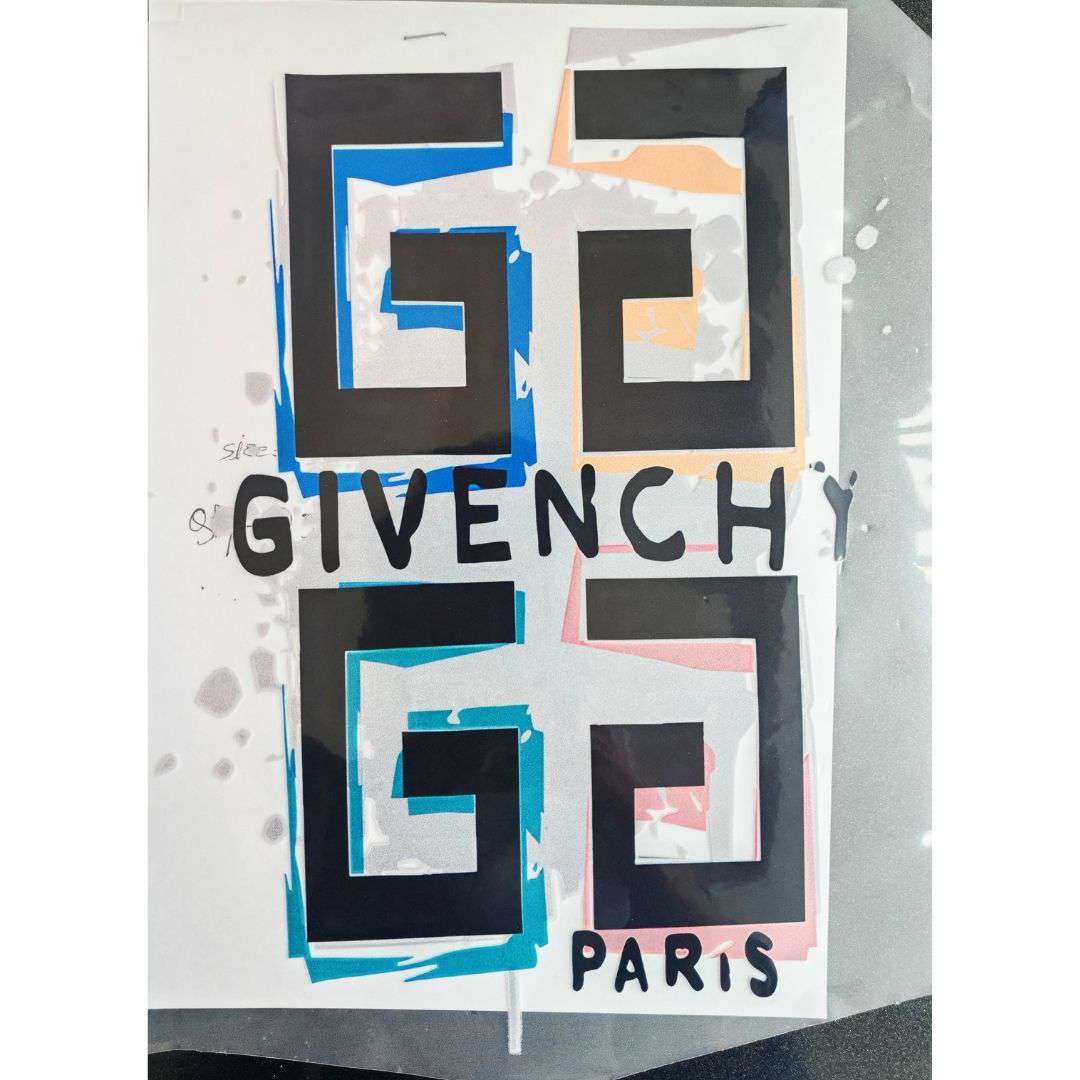 Givenchy Design - DTF Glitter Emboss  Sticker