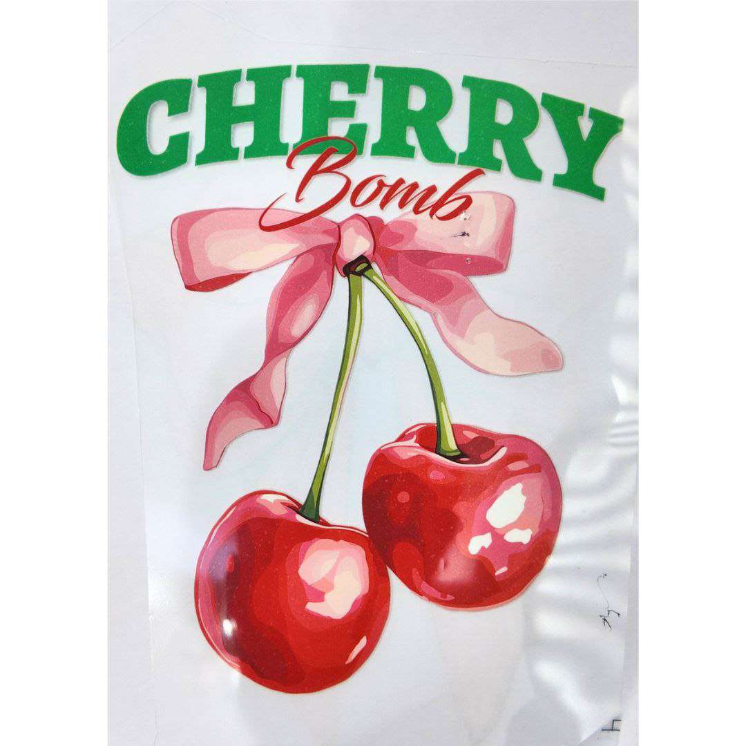 Cherry Bomb Design Girls DTF Emboss Sticker