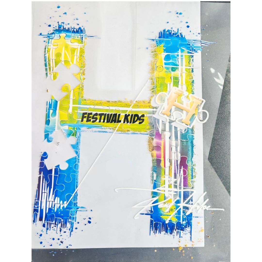 Big H (festival Kids) Design - DTF Glitter Emboss  Sticker