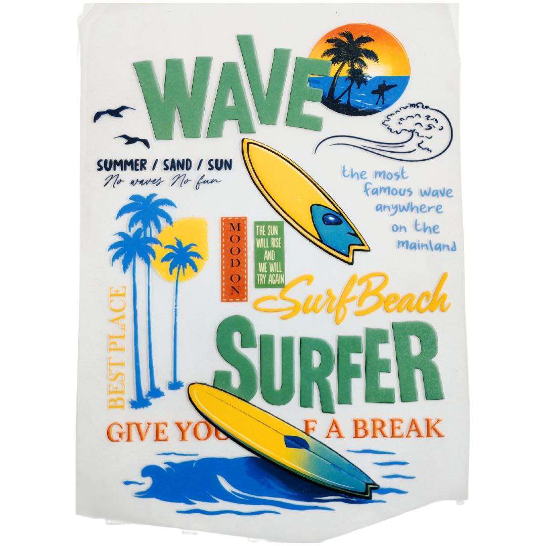 Wave Surf Beach Surfer Design  - DTF Emboss Sticker