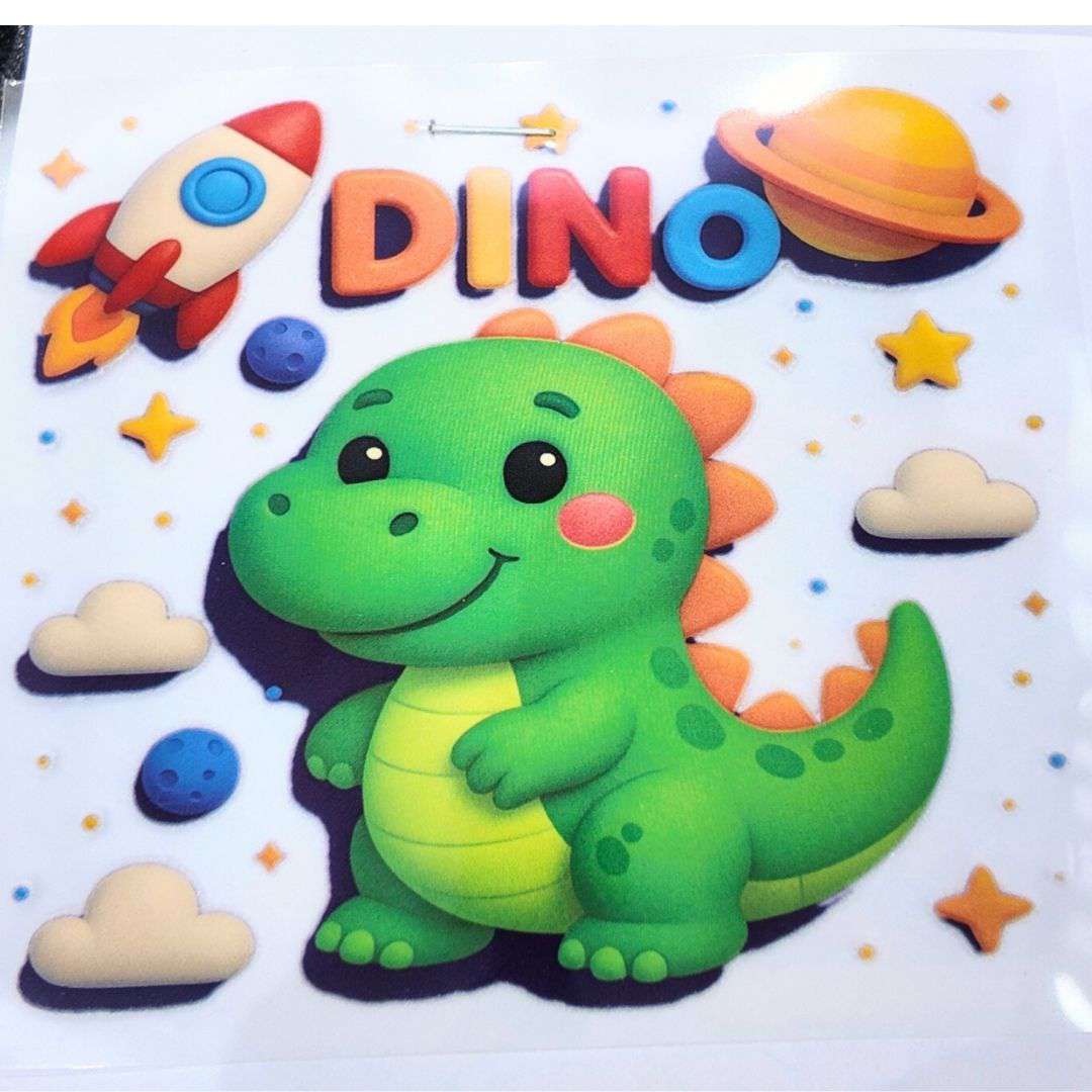 Dino Design Kids DTF Emboss Stickers