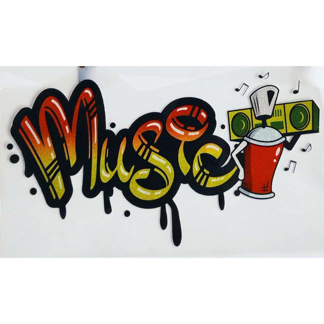 Music Design Kids DTF Emboss Stickers
