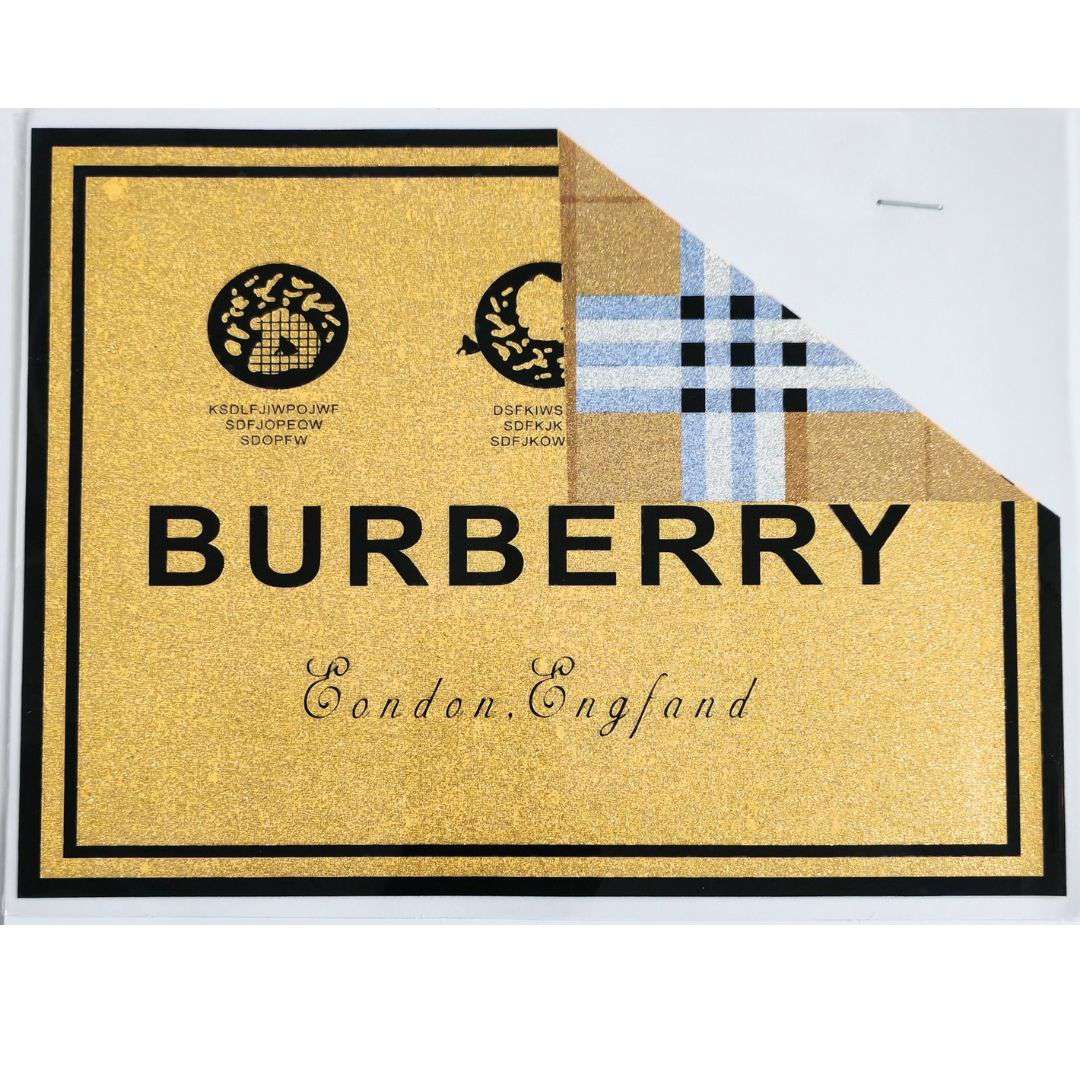 Burberry Golden Color Design - DTF Glitter Emboss  Sticker