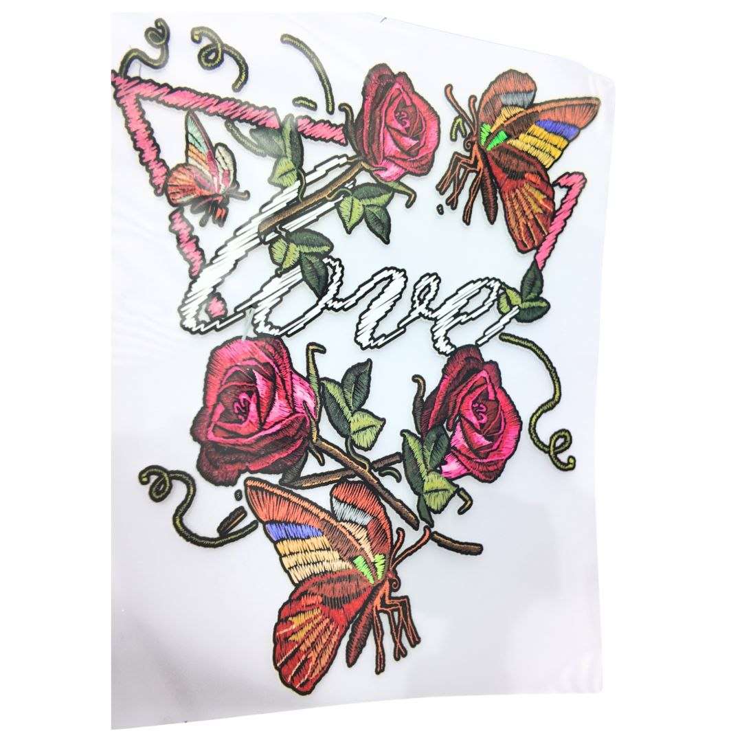 Love Rose Flower Design Girls DTF Emboss Sticker