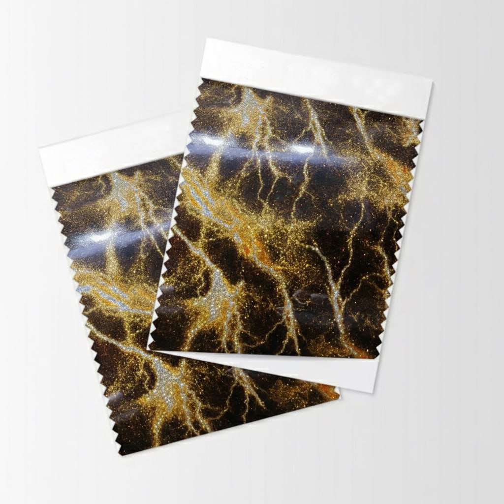 Glitter Thunder Golden and chocolate Color PU Vinyl