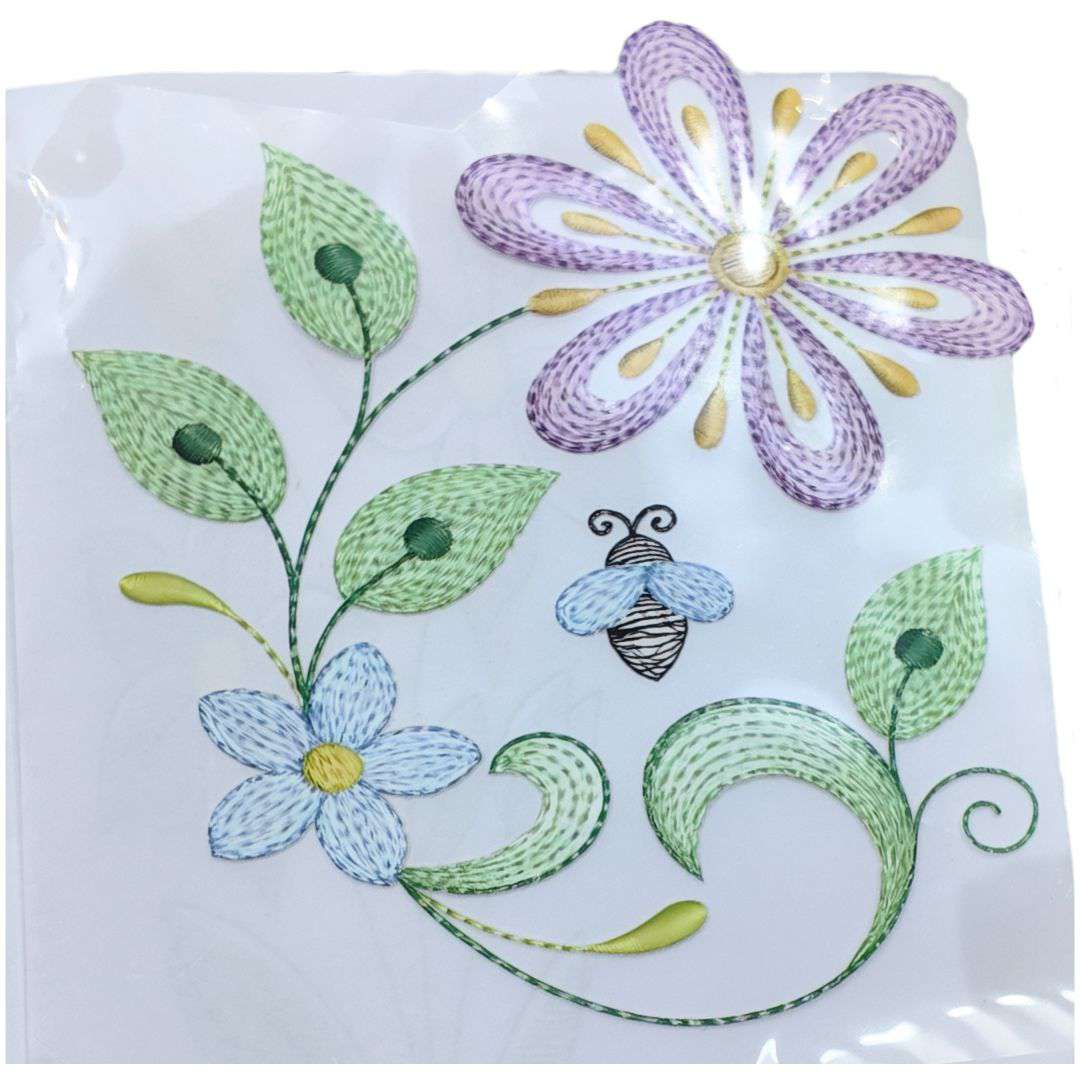 Flower Embroidery DTF Puff Sticker Style - 4