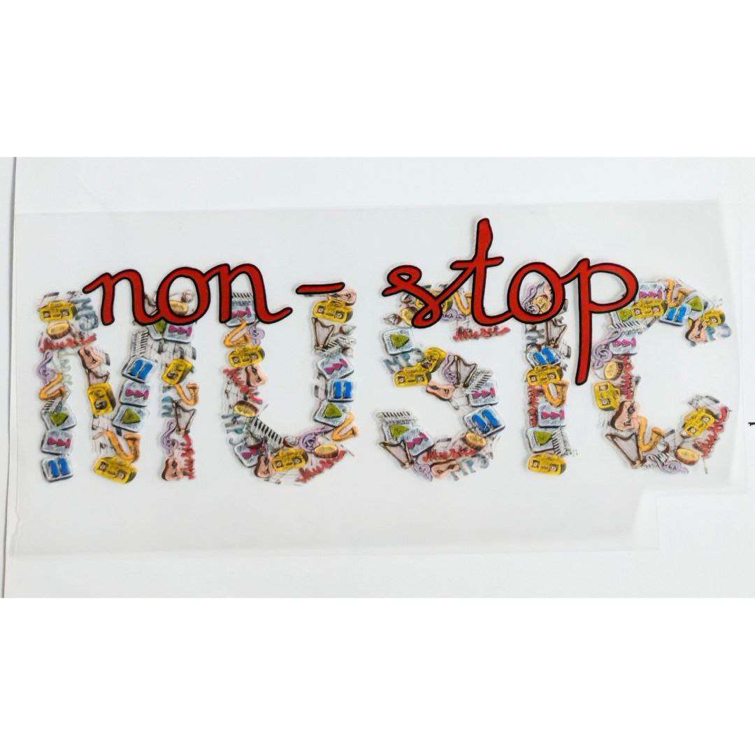 Non - Stop Music Design Kids DTF Emboss Stickers