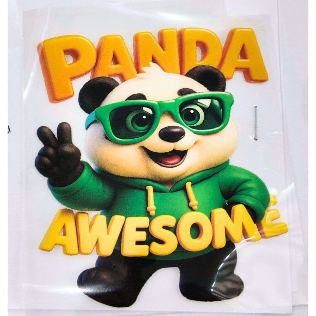 Panda Awesome Design Kids DTF Emboss Stickers