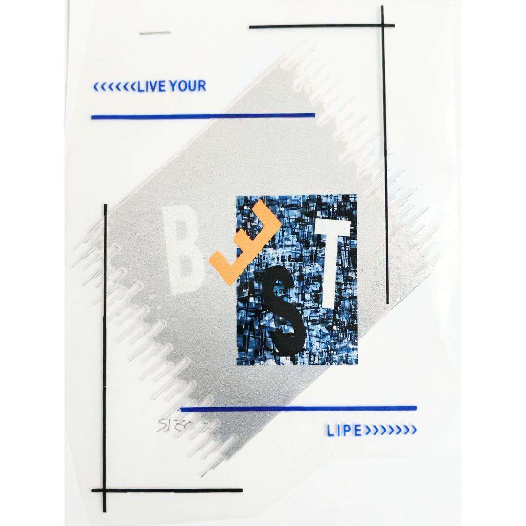 Live Your Best Design - DTF Glitter Emboss  Sticker