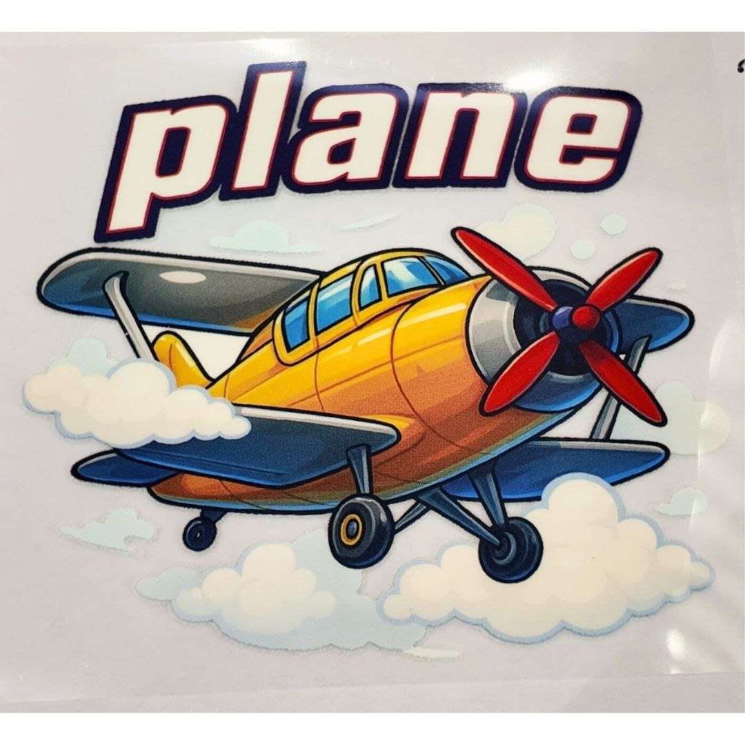 Plane Design Kids DTF Emboss Stickers