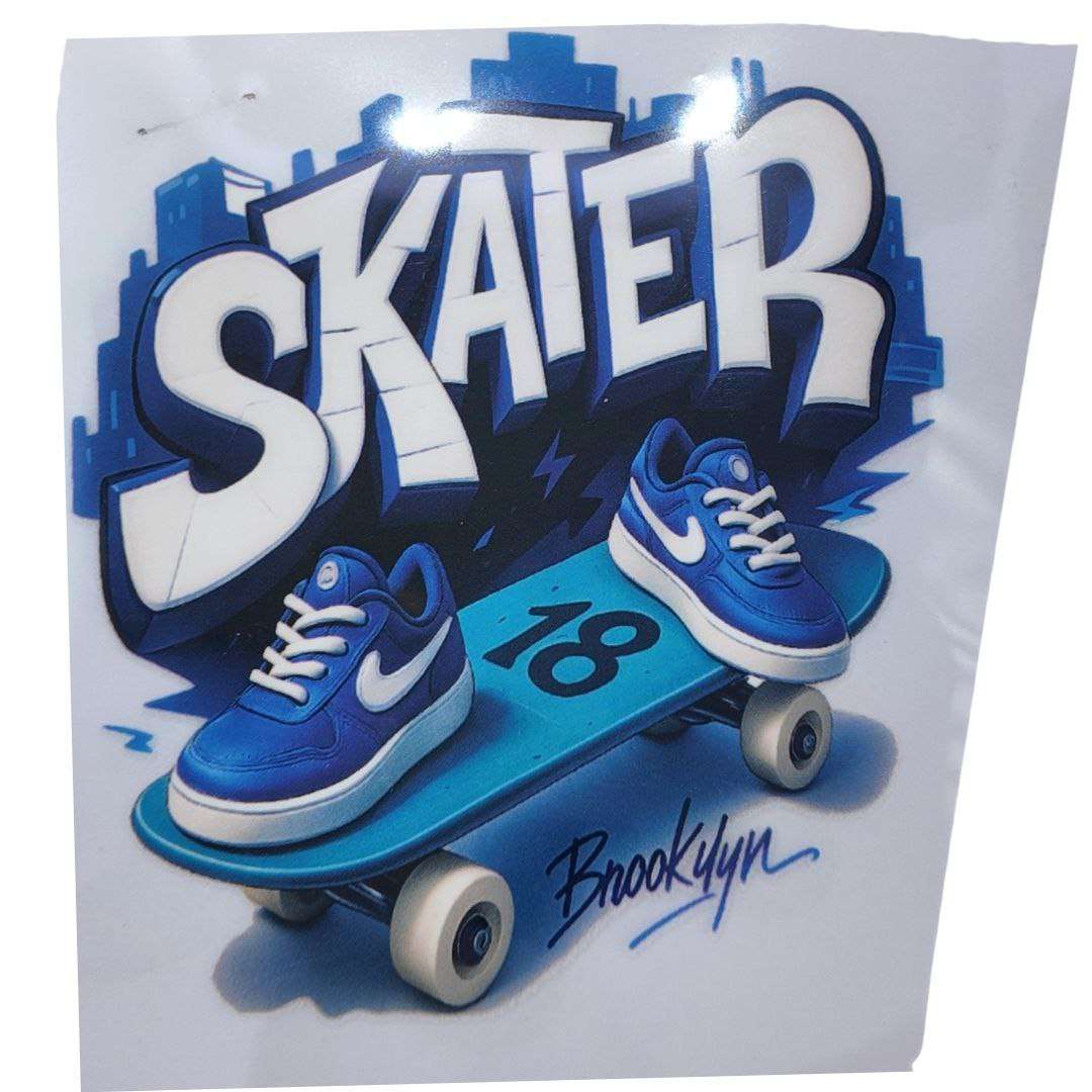 Skater 18 Brooklyn Design Kids DTF Emboss Stickers