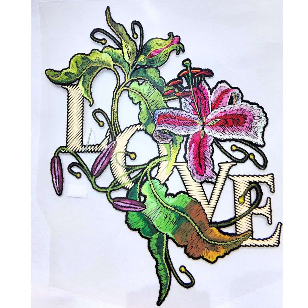 Love Flower Design Girls DTF Emboss Sticker