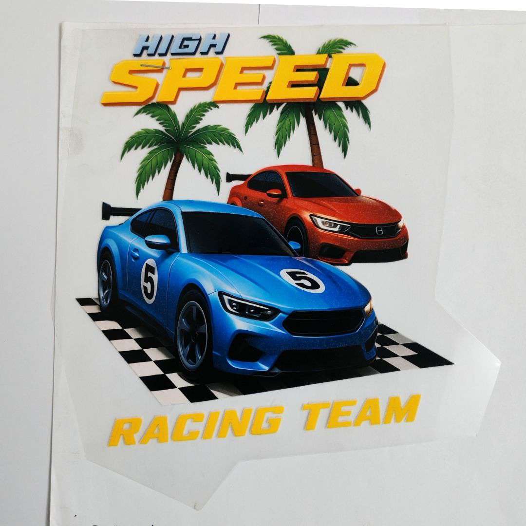 High Speed Racing Team Design  - DTF Emboss Sticker