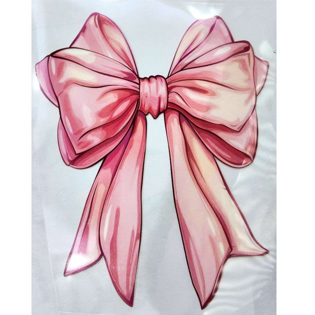 Pink Ribbon Design Girls DTF Emboss Sticker
